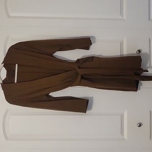 Eileen Fisher L Brown Tencel Jacket Cardigan Hazel Belted